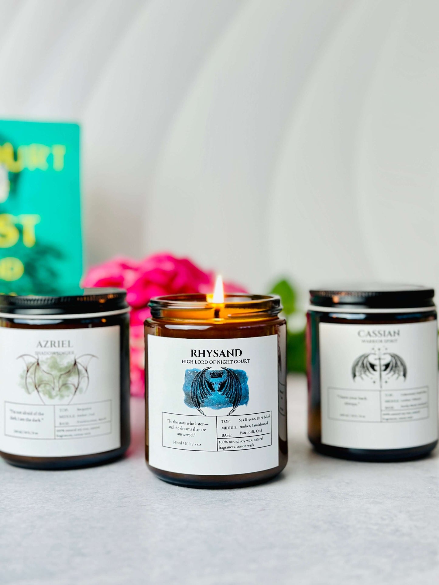 Bat Boys of the Night Court Candle Collection - Rhysand, Cassian, and Azriel Candles - Officially licensed ACOTAR merch