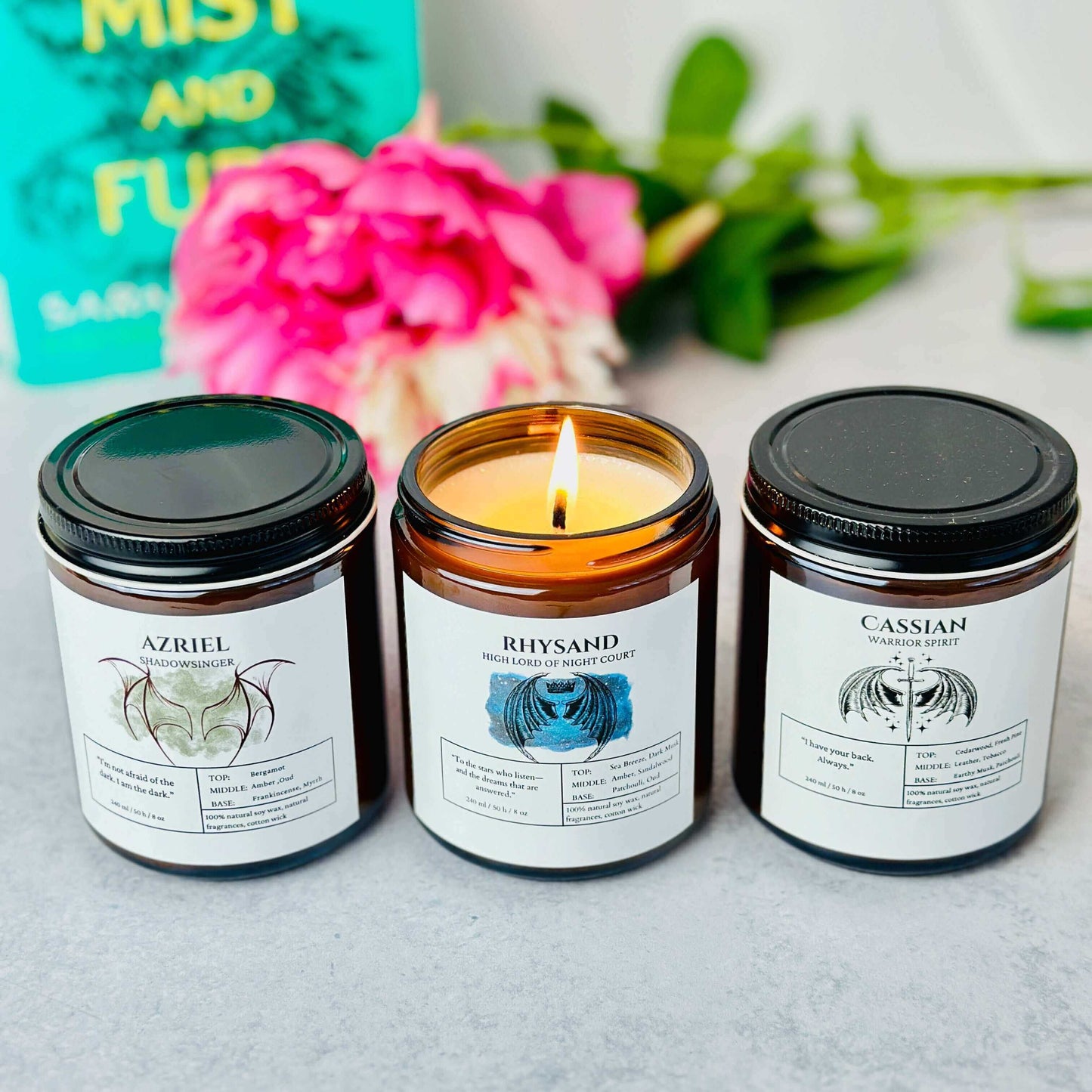Bat Boys of the Night Court Candle Collection - Rhysand, Cassian, and Azriel Candles - Officially licensed ACOTAR merch