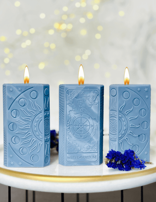 The Wheel of Fortune card and moon phases candle mold, silicone candle mold