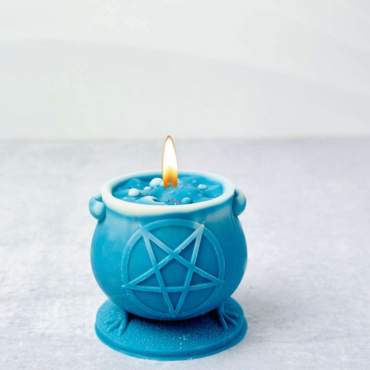 Cauldron with wiccan pentacle candle mold  /witchcraft silicone molds for soap, candle making, and resin