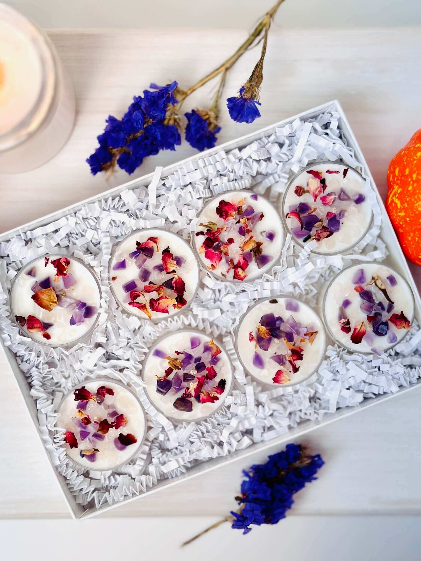 Autumn tealight candles with crystals Soy - Energy cleansing