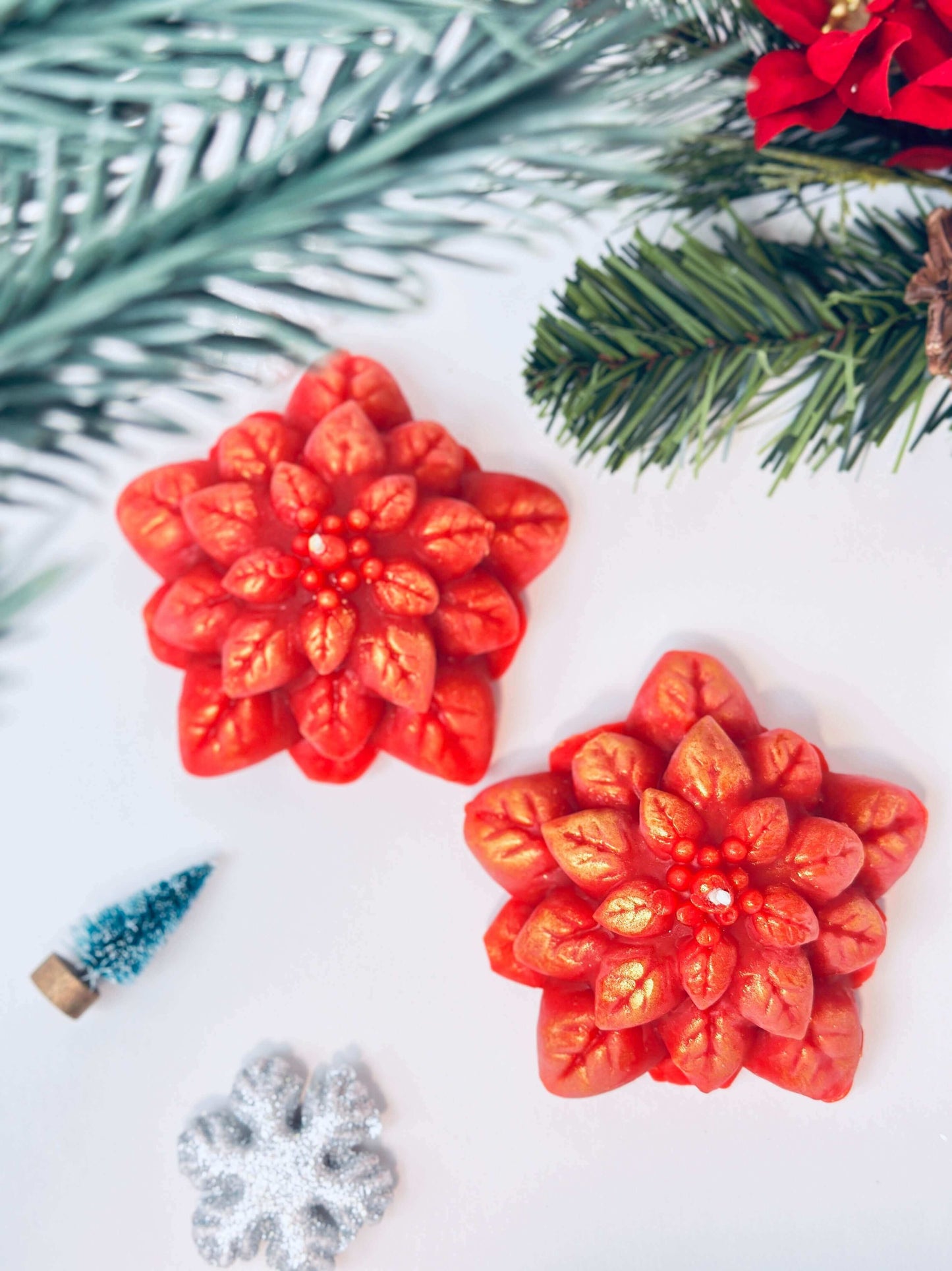 Premium Poinsettia Candle Molds, Flower Silicone candle mold