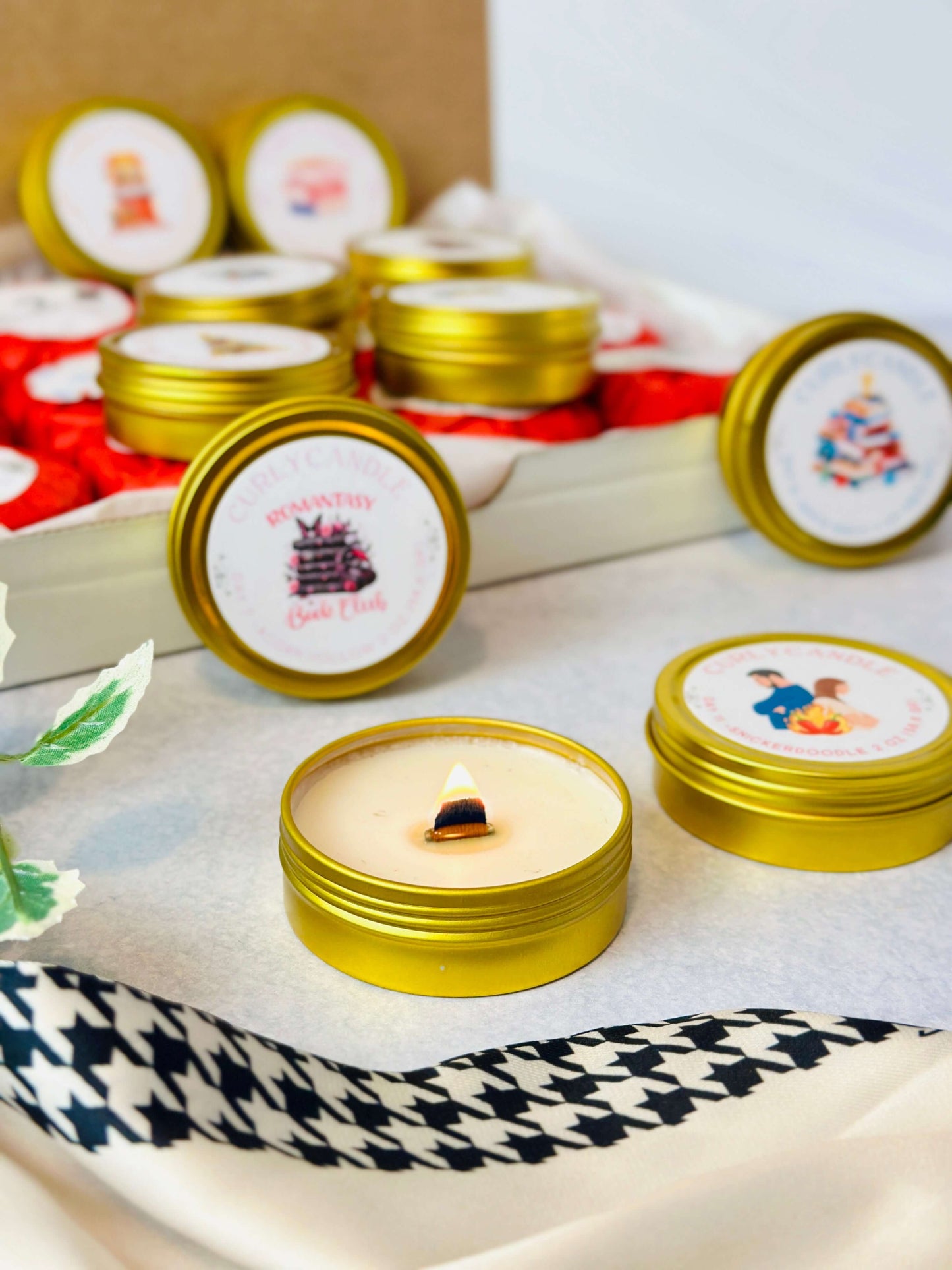 Bookish Candles Advent Calendar featuring colorful gold tins and unique scents for a festive holiday experience.