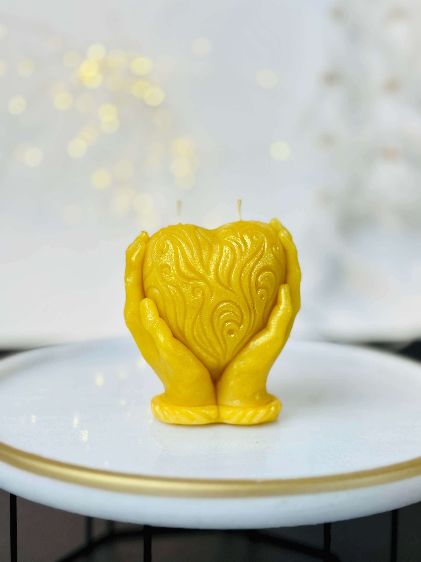 Unique heart candle, Scented beeswax candles