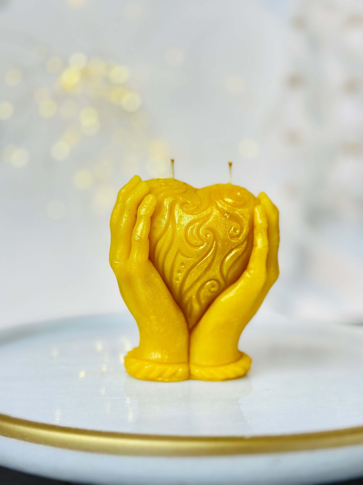 Unique heart candle, Scented beeswax candles
