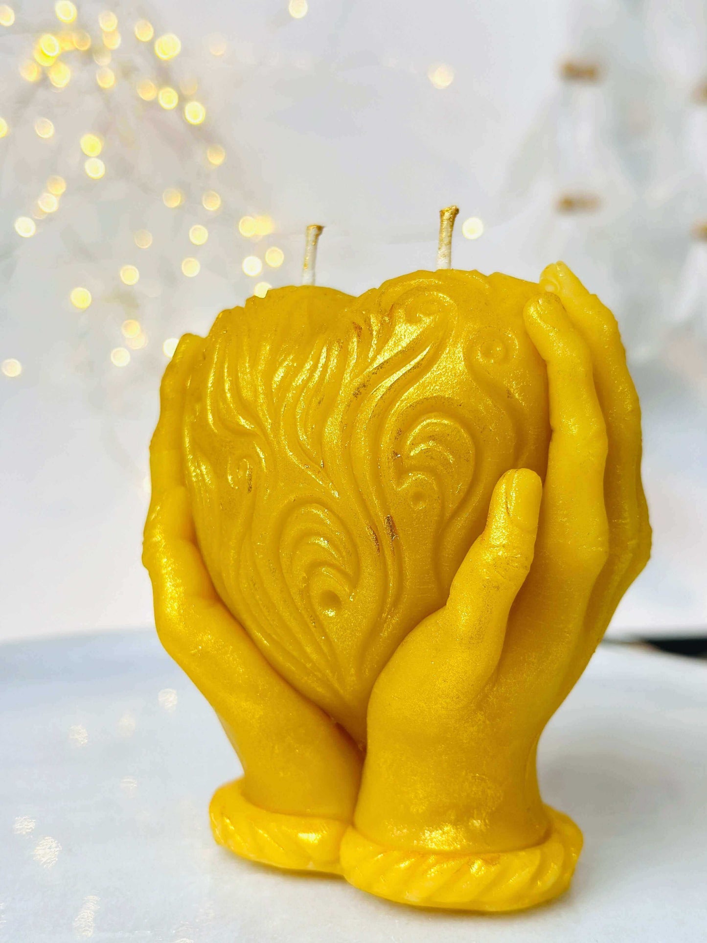 Unique heart candle, Scented beeswax candles