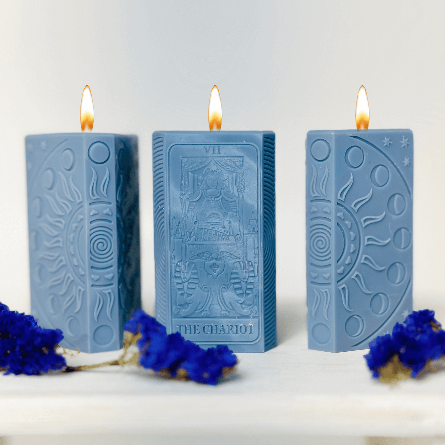 The Chariot Tarot card and moon phases silicone candle mold
