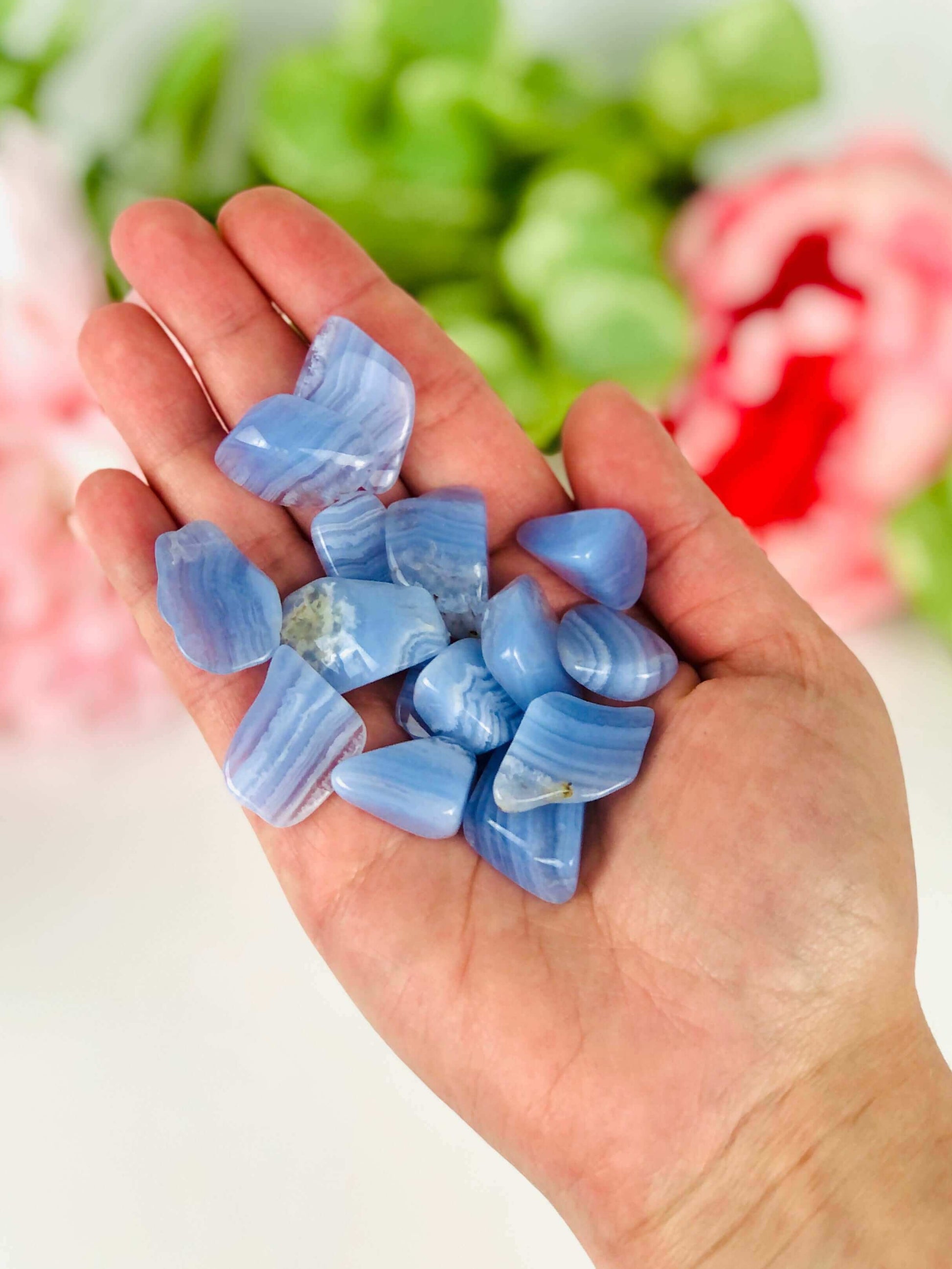 Blue Lace Agate Tumbled Stones