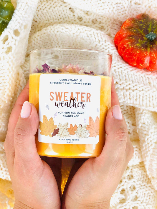 Manifestation crystal candle , Sweater Weather cozy autumn candle
