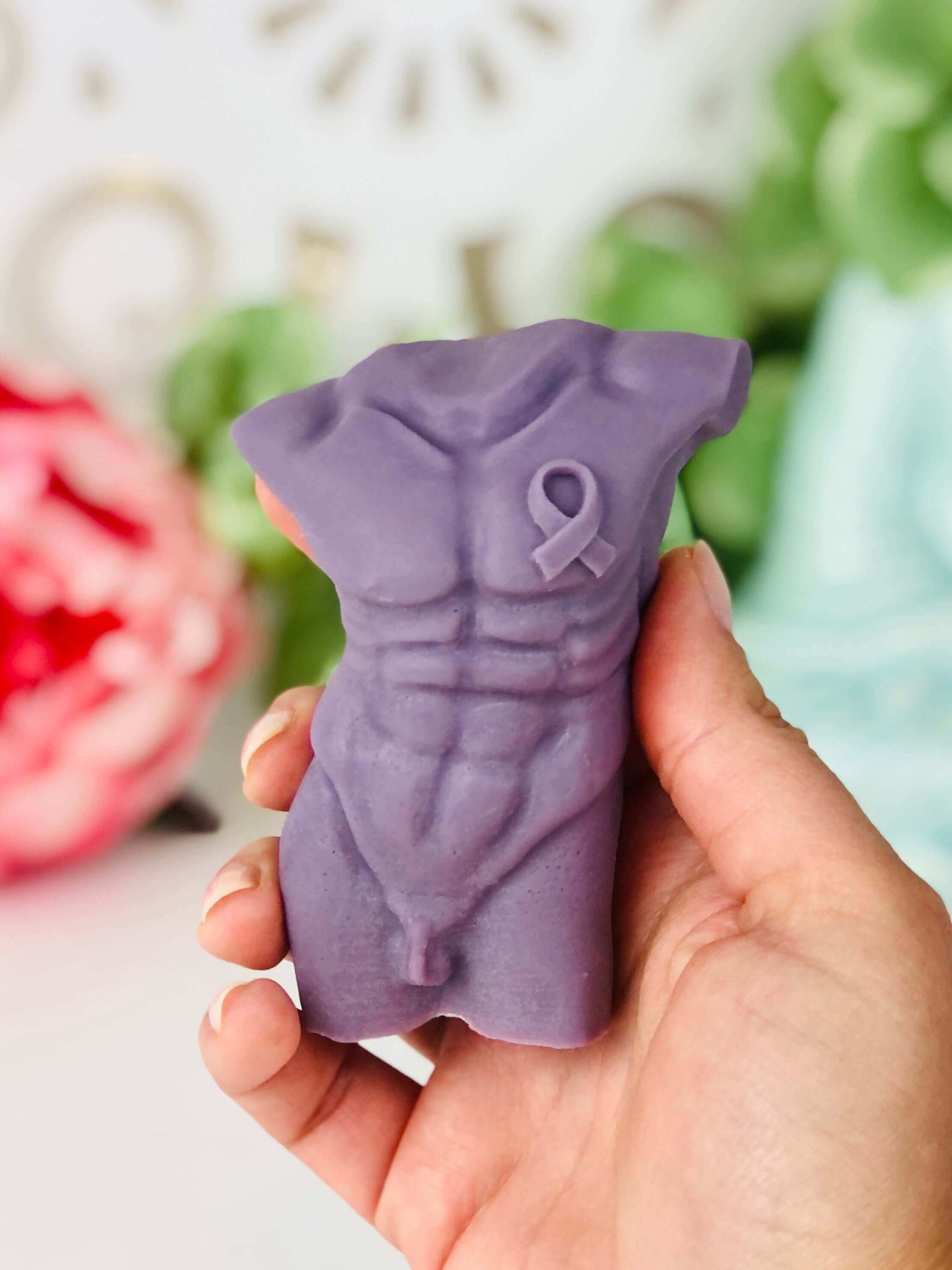 Breast Cancer Man Torso Body Silicone Candle Mold