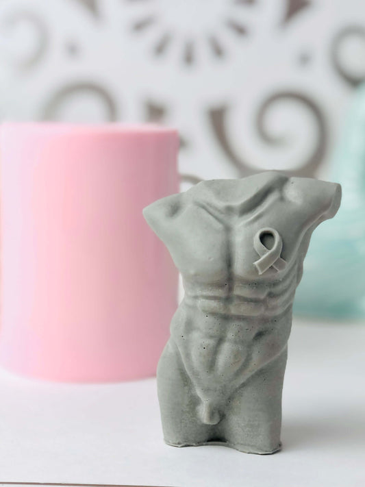 Breast Cancer Man Torso Body Silicone Candle Mold
