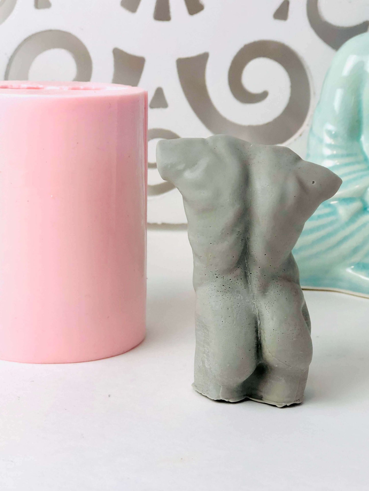 Breast Cancer Man Torso Body Silicone Candle Mold