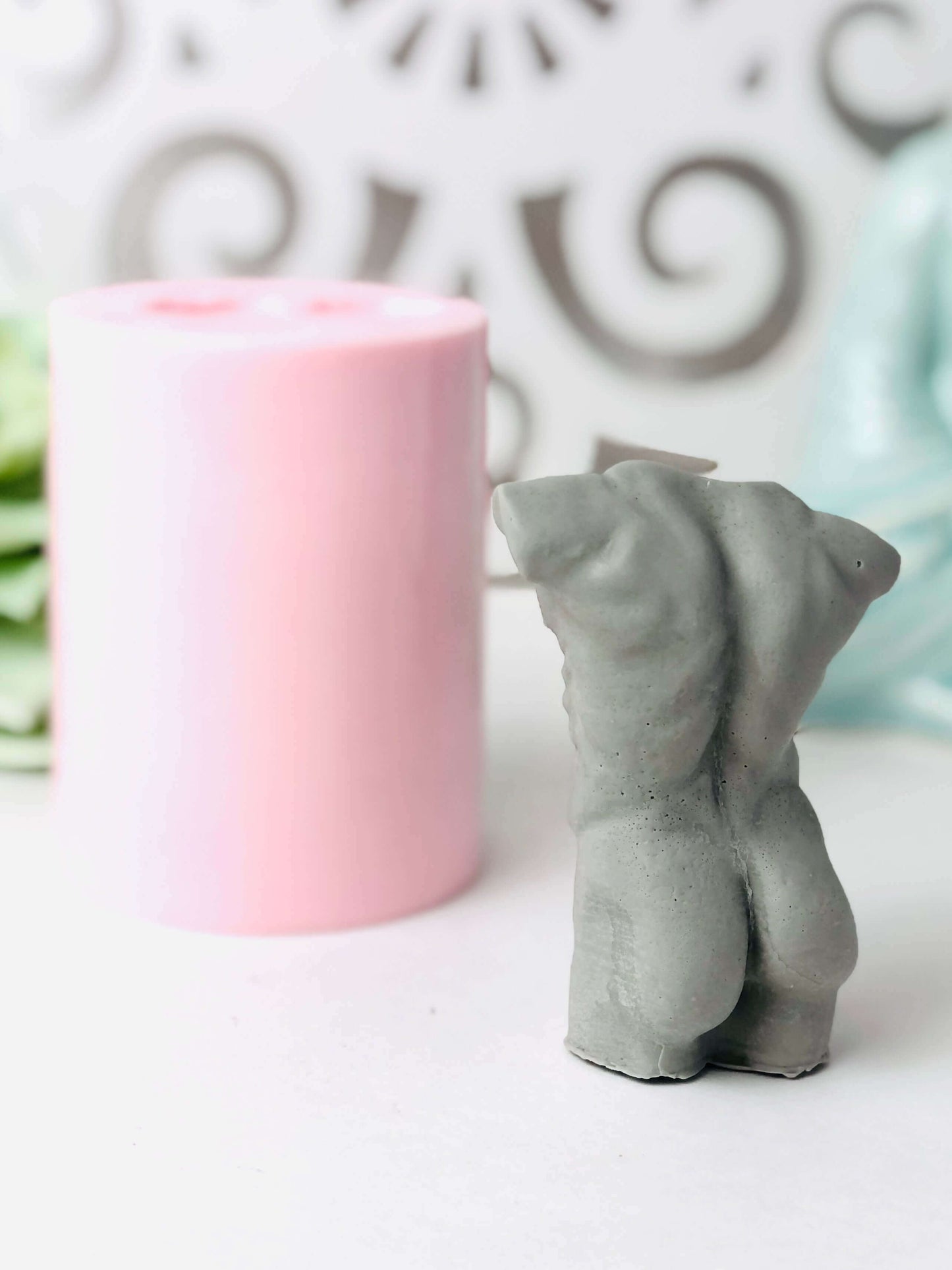 Breast Cancer Man Torso Body Silicone Candle Mold