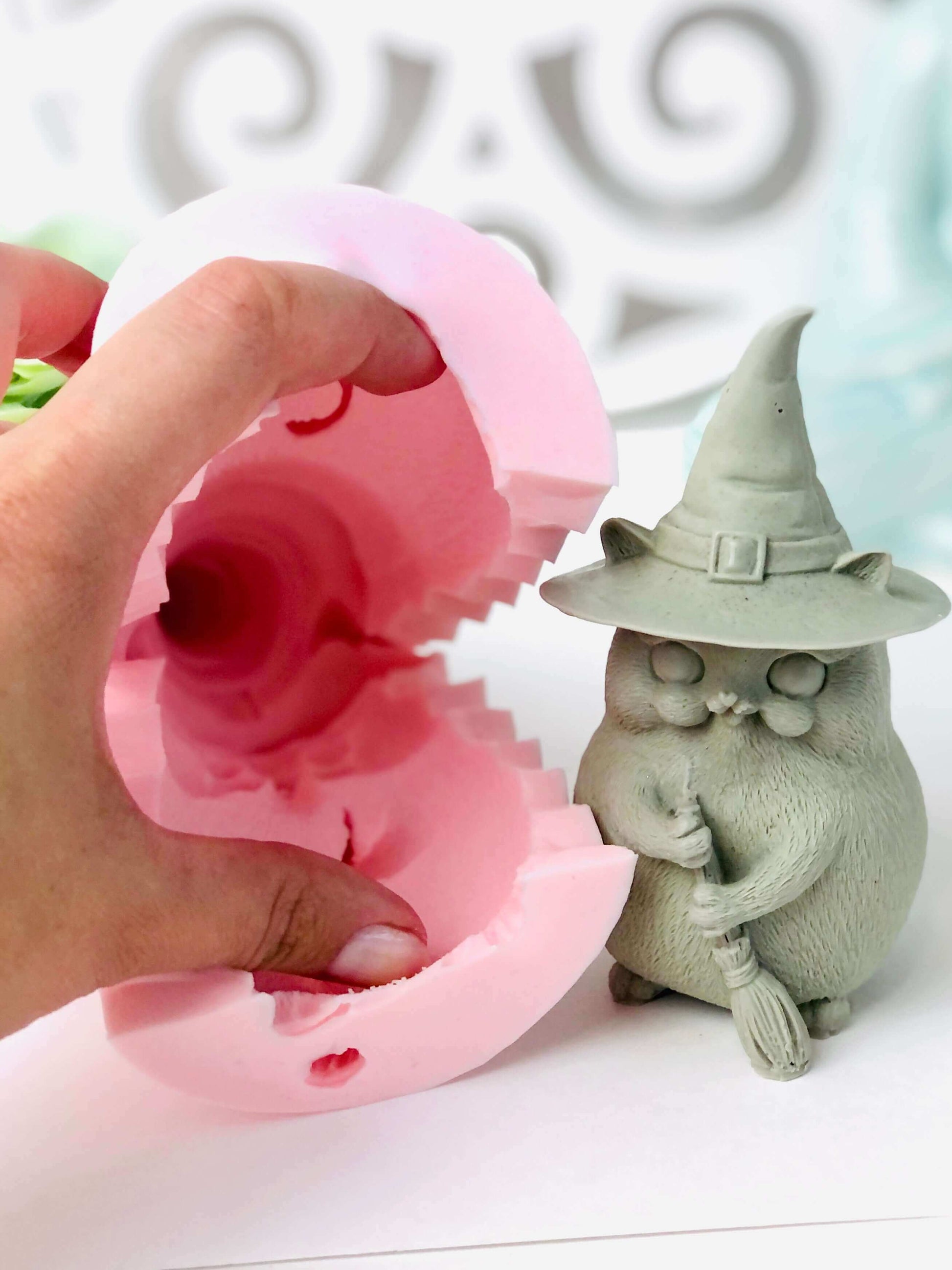 Halloween cat silicone candle mold