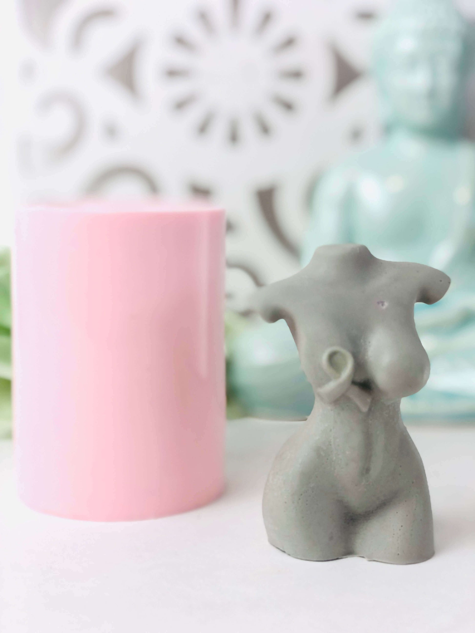 Breast cancer silicone mold , women torso body candle mold , resin mould