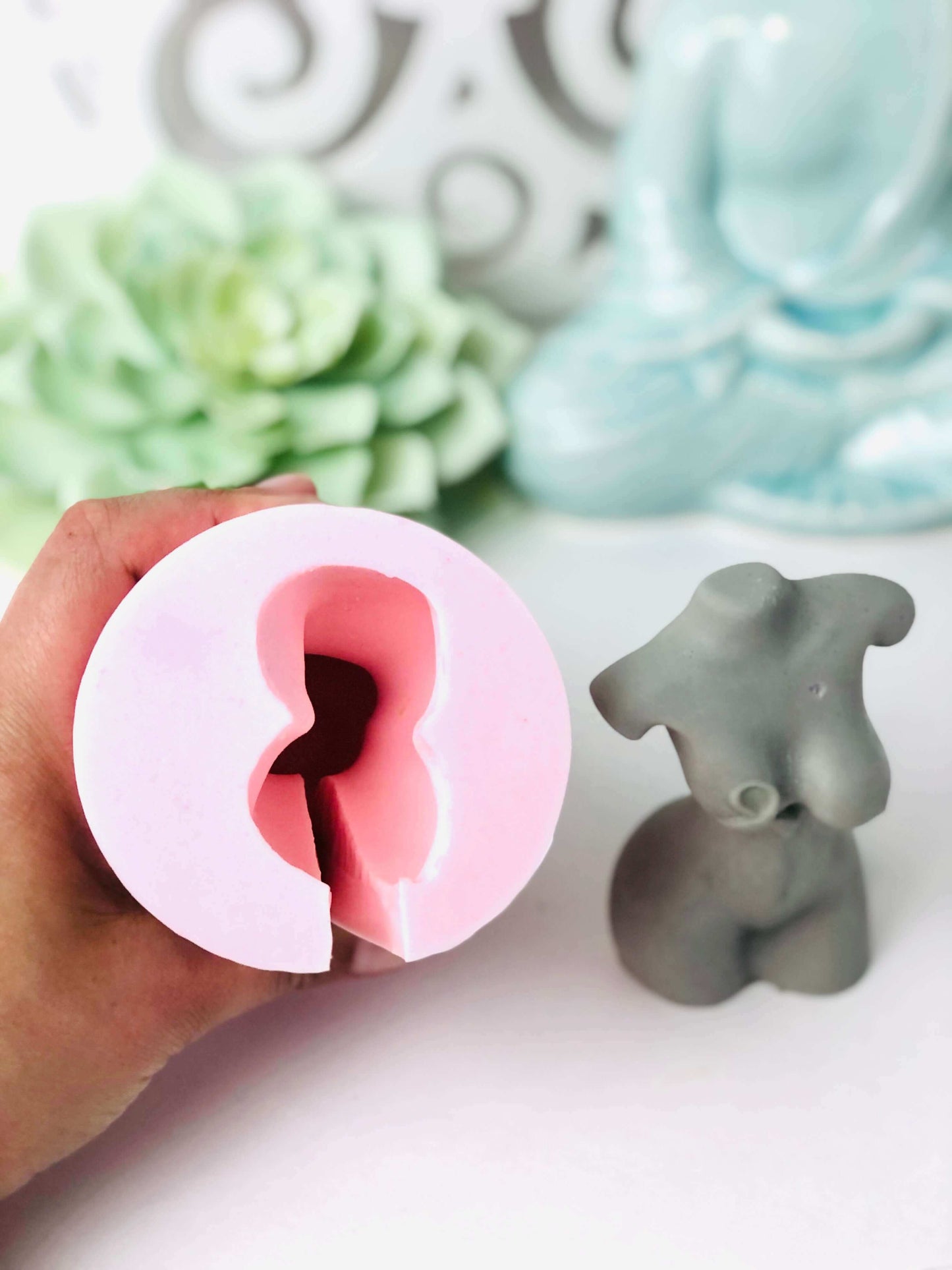 Breast cancer silicone mold , women torso body candle mold , resin mould