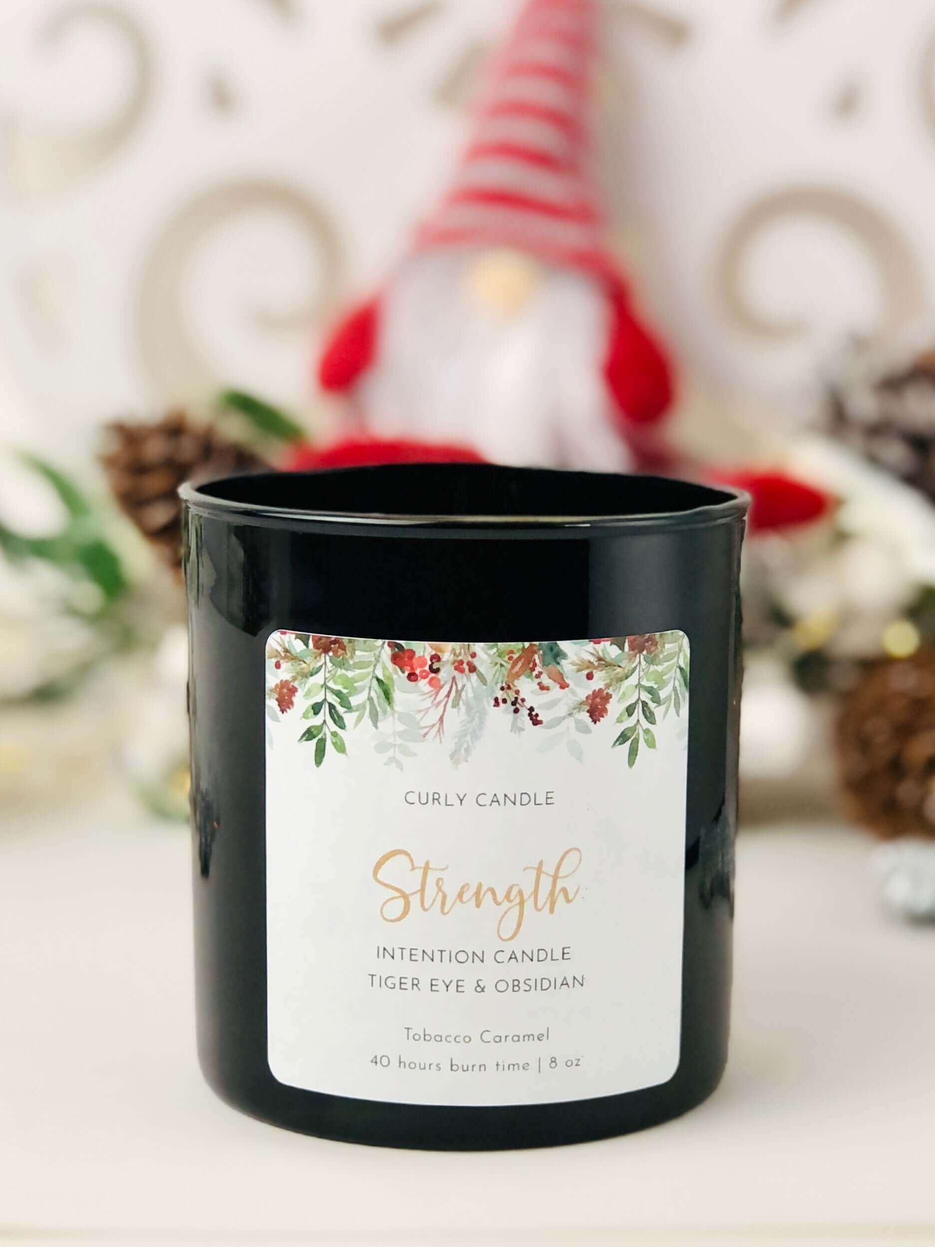 Manifestation crystal candle , Luxury manly candle - STRENGTH