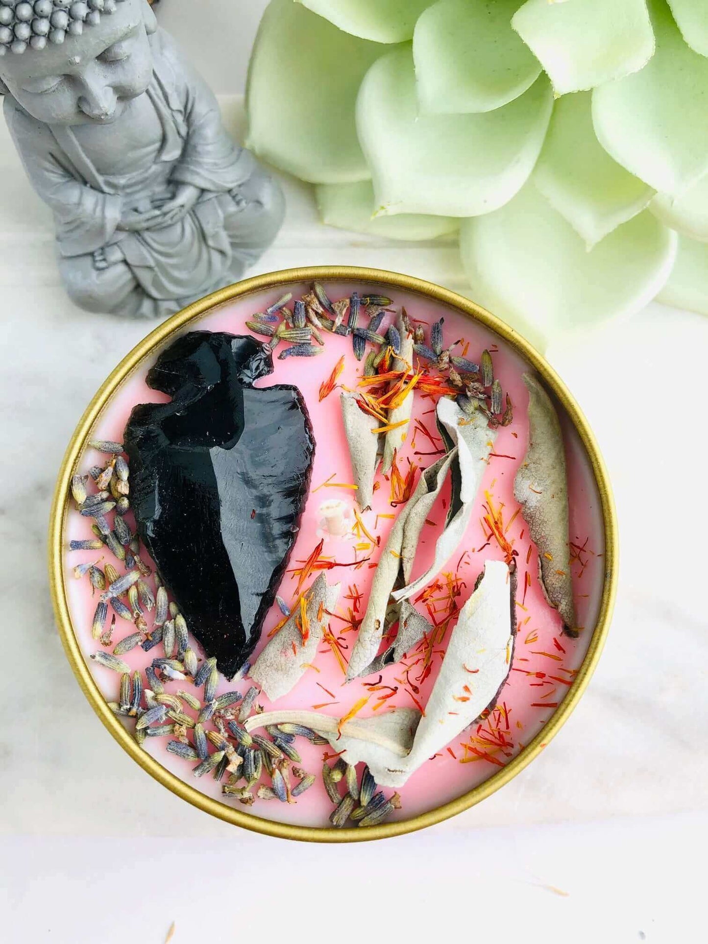 Protection - Black Obsidian arrowhead infused candle
