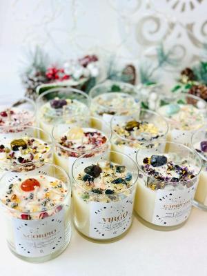 Zodiac crystal candles, Horoscope astrological candle 300x400