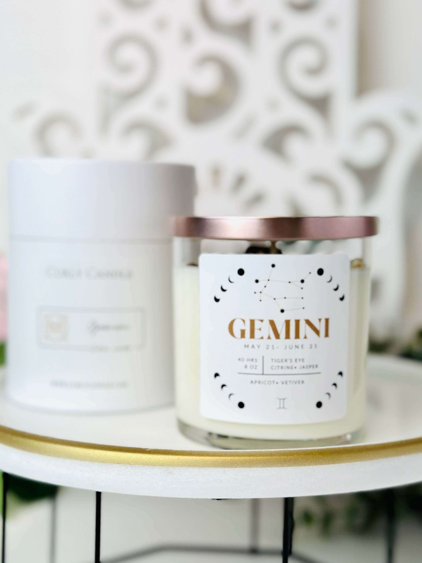 Gemini zodiac crystal infused candle - astrological candle gift