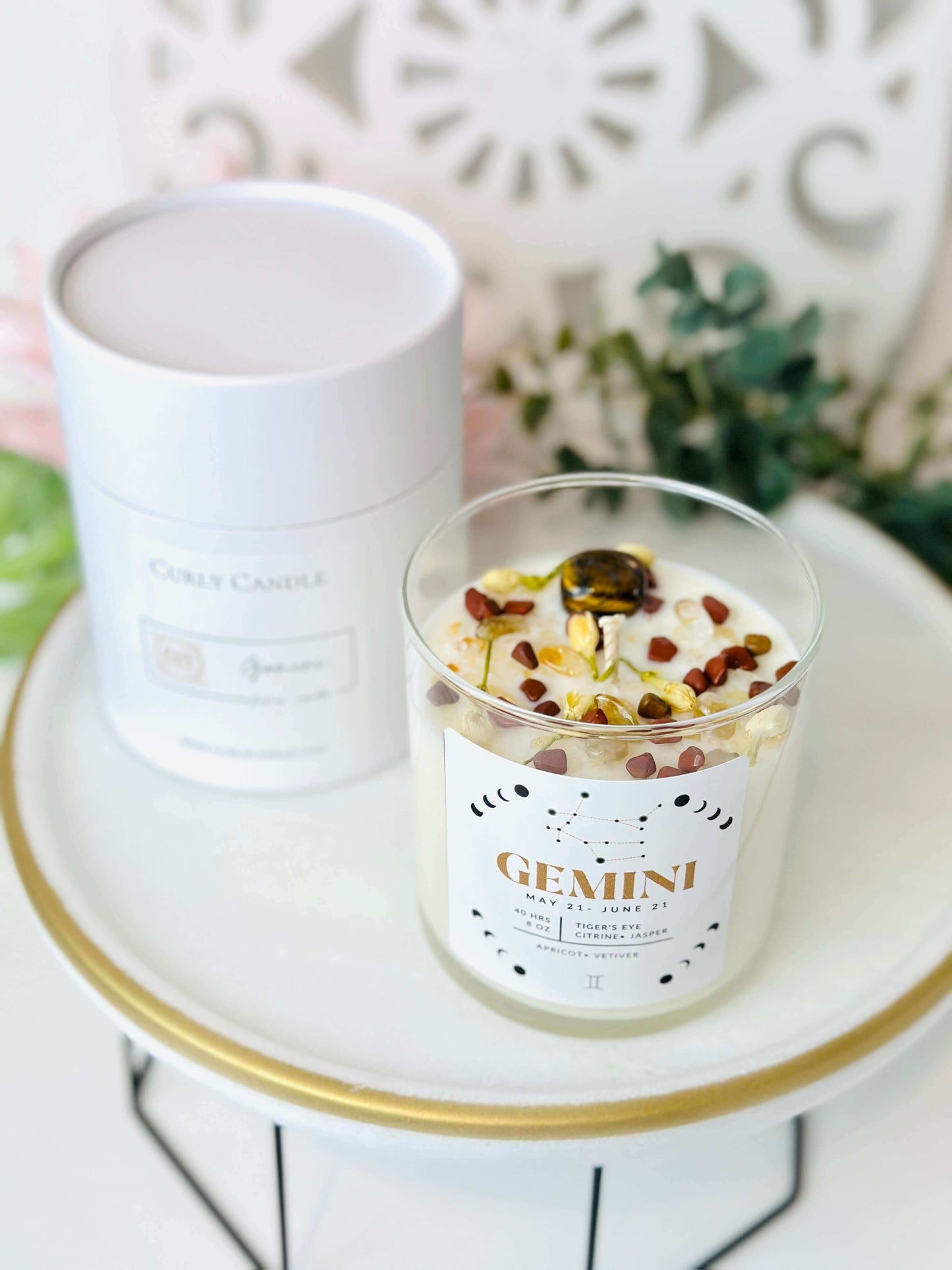 Gemini zodiac crystal infused candle - astrological candle gift