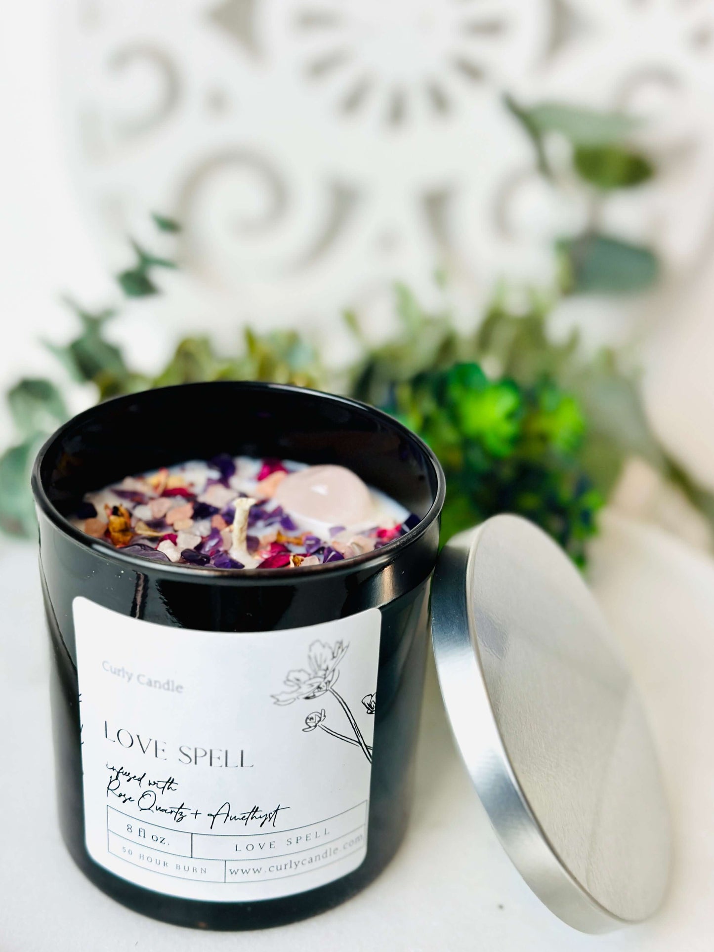 Love spell crystal candle & reed diffuser gift box