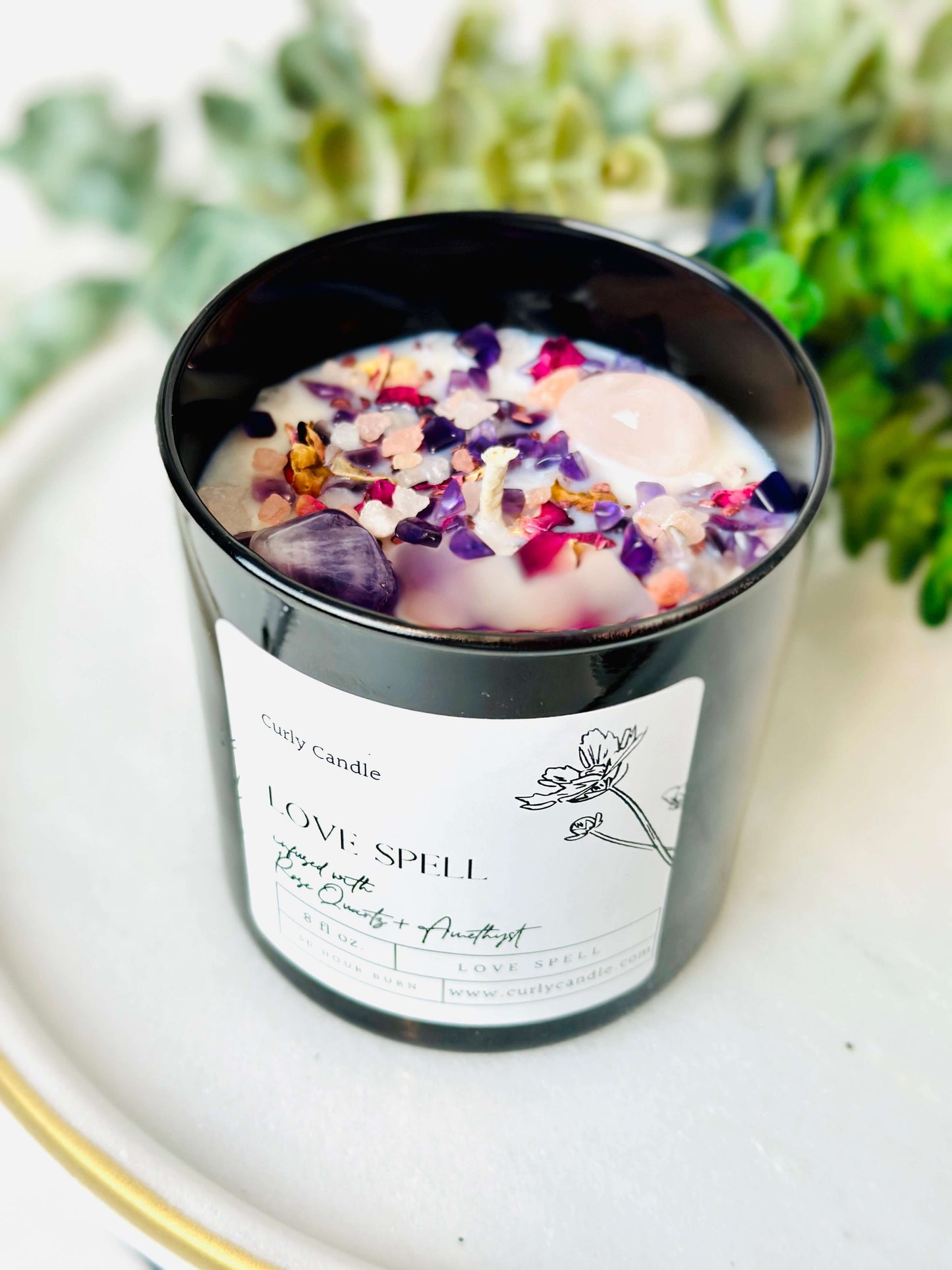 Love spell crystal candle & reed diffuser gift box