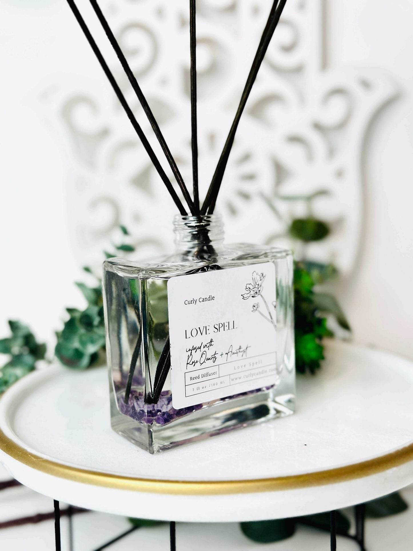 Love spell crystal candle & reed diffuser gift box