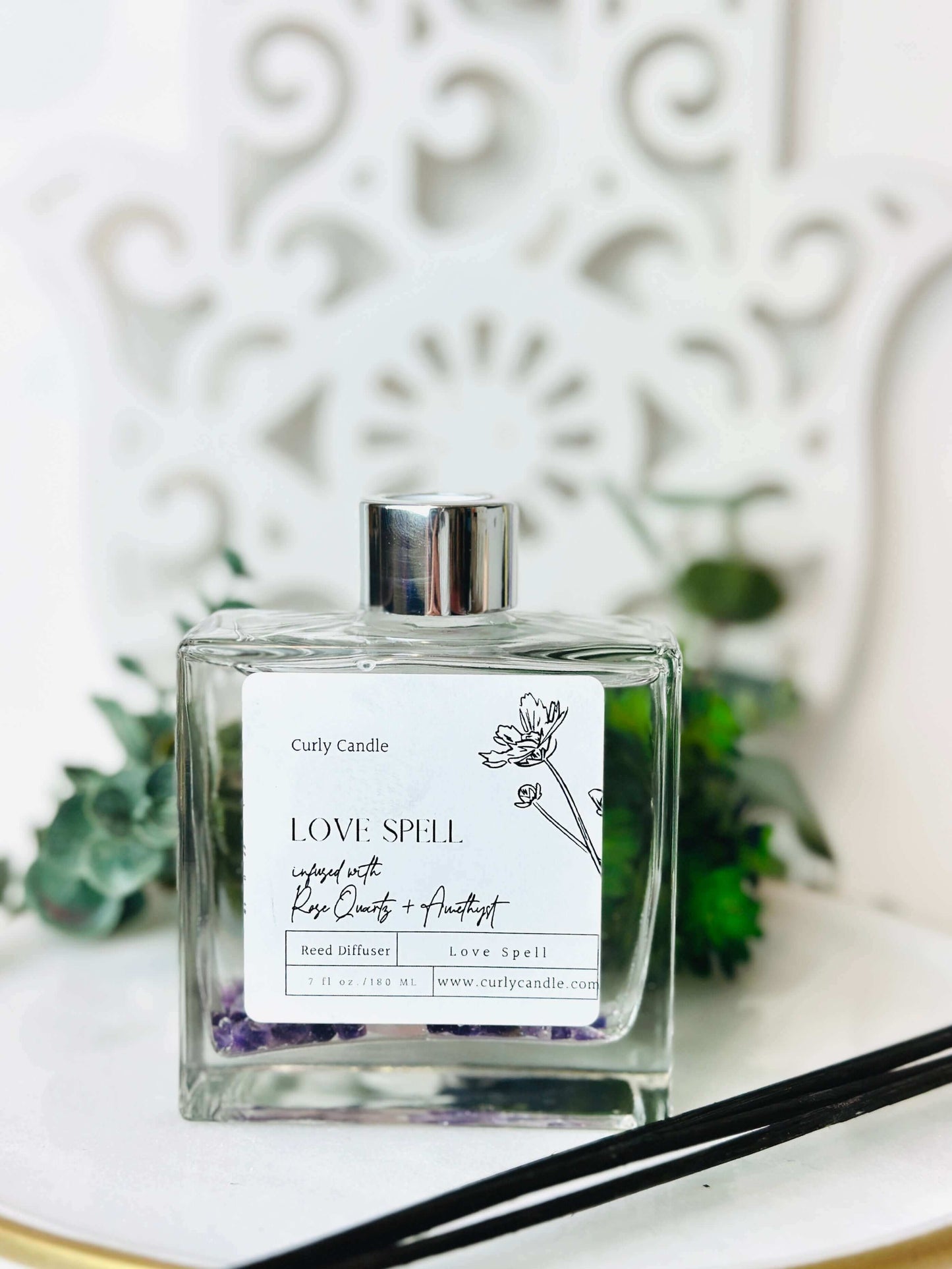 Love spell crystal candle & reed diffuser gift box