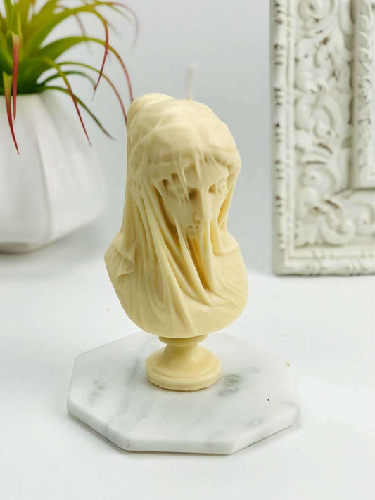 Veiled lady bust aesthetic candle