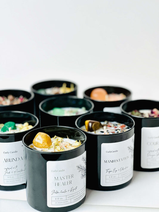 Intention soy candles with crystals
