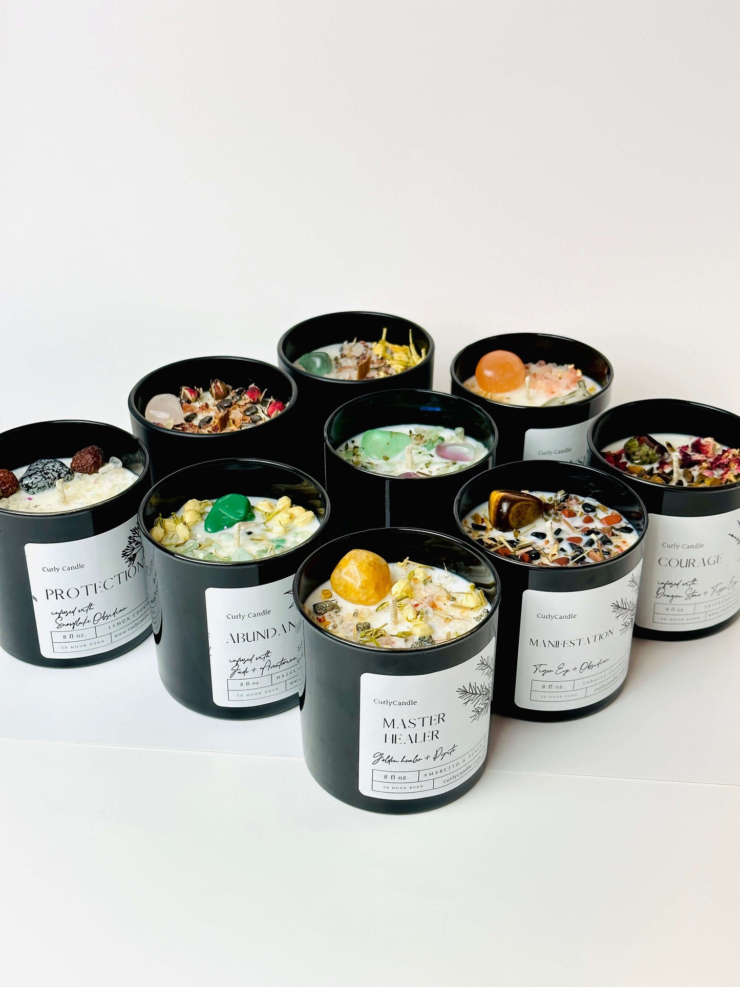 Intention soy candles with crystals