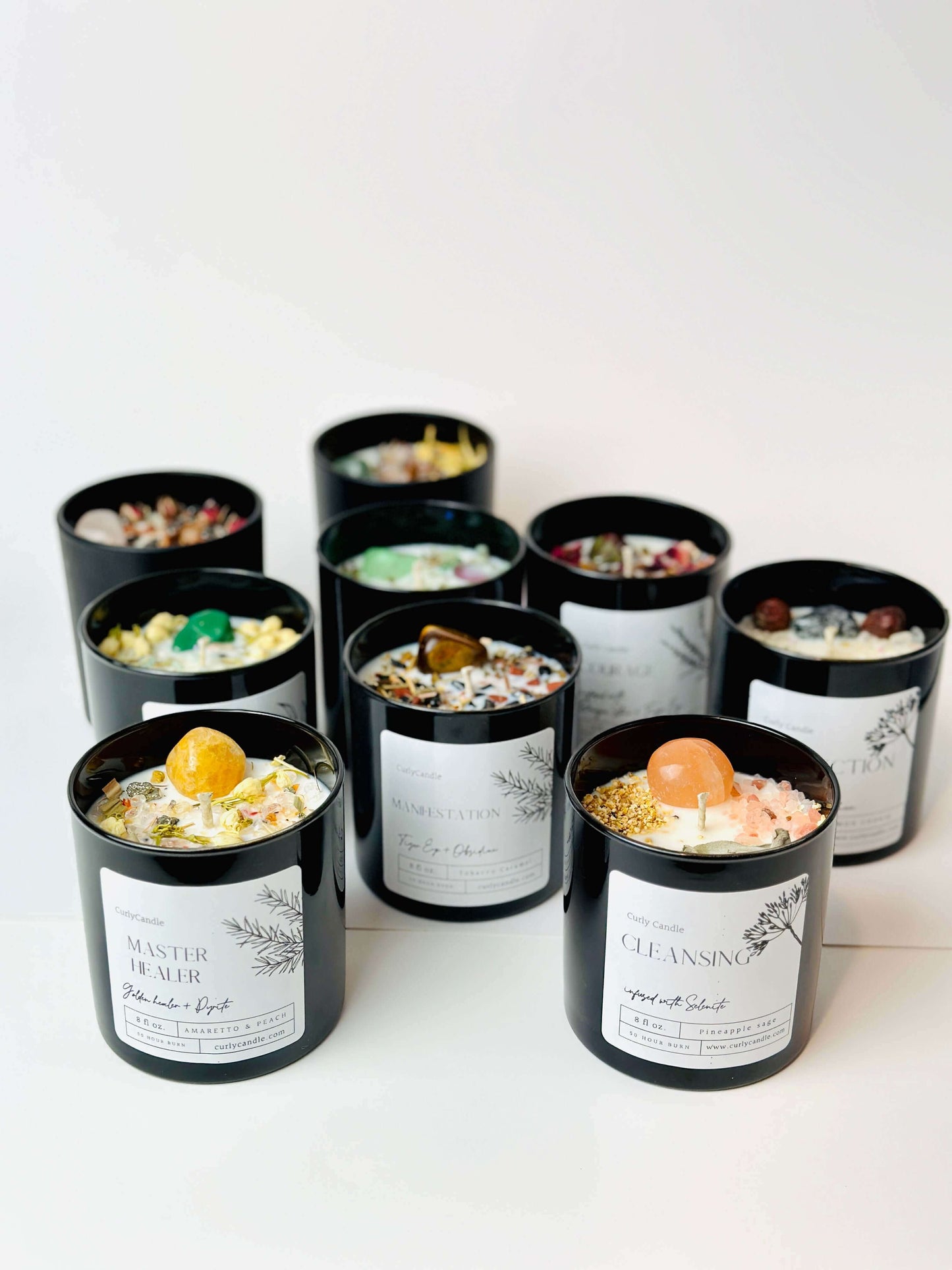 Intention soy candles with crystals