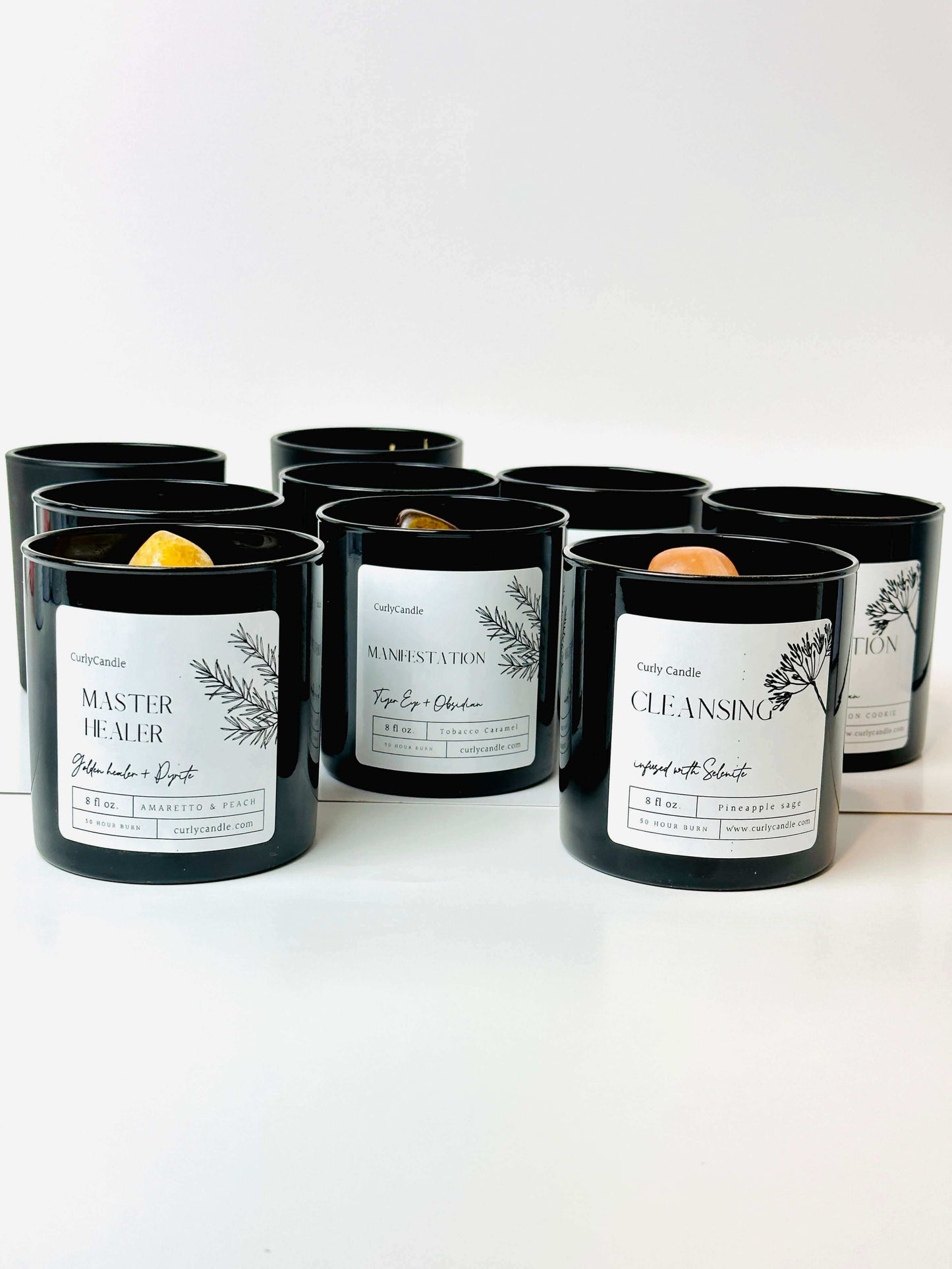 Intention soy candles with crystals