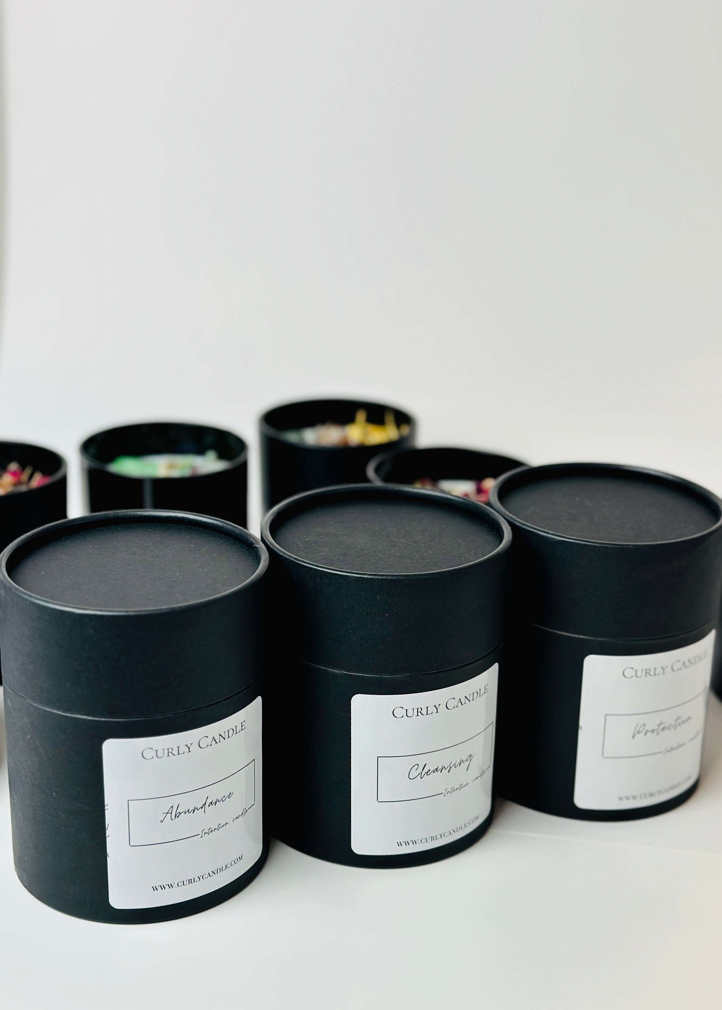 Intention soy candles with crystals