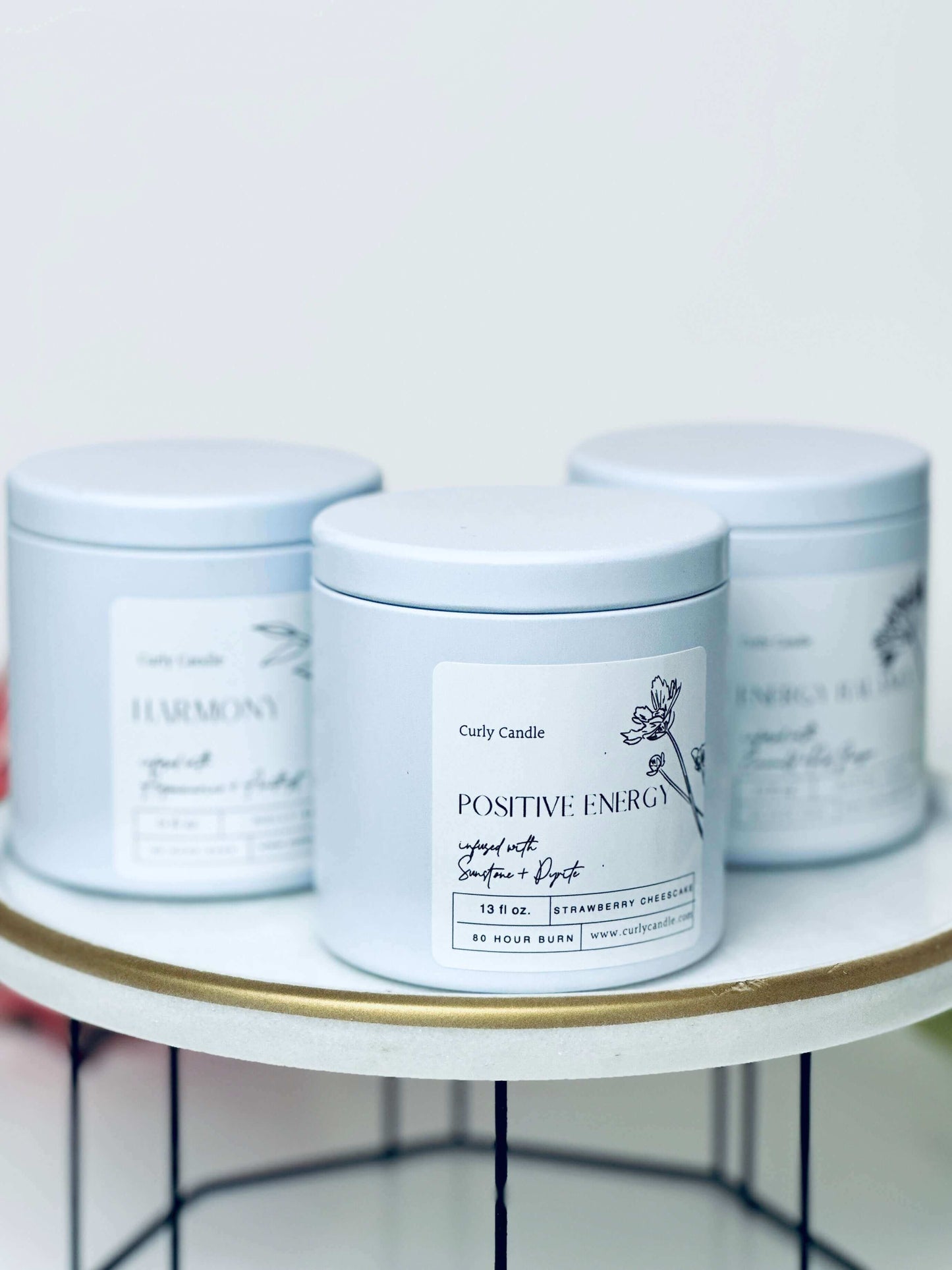 Intention crystal candles, Large Soy candle with herbs and crystals