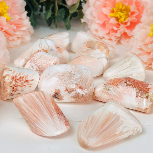 Pink / Peach Scolecite crystal , crystals for anxiety