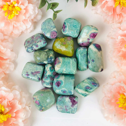 Ruby in fuchsite tumbled crystal