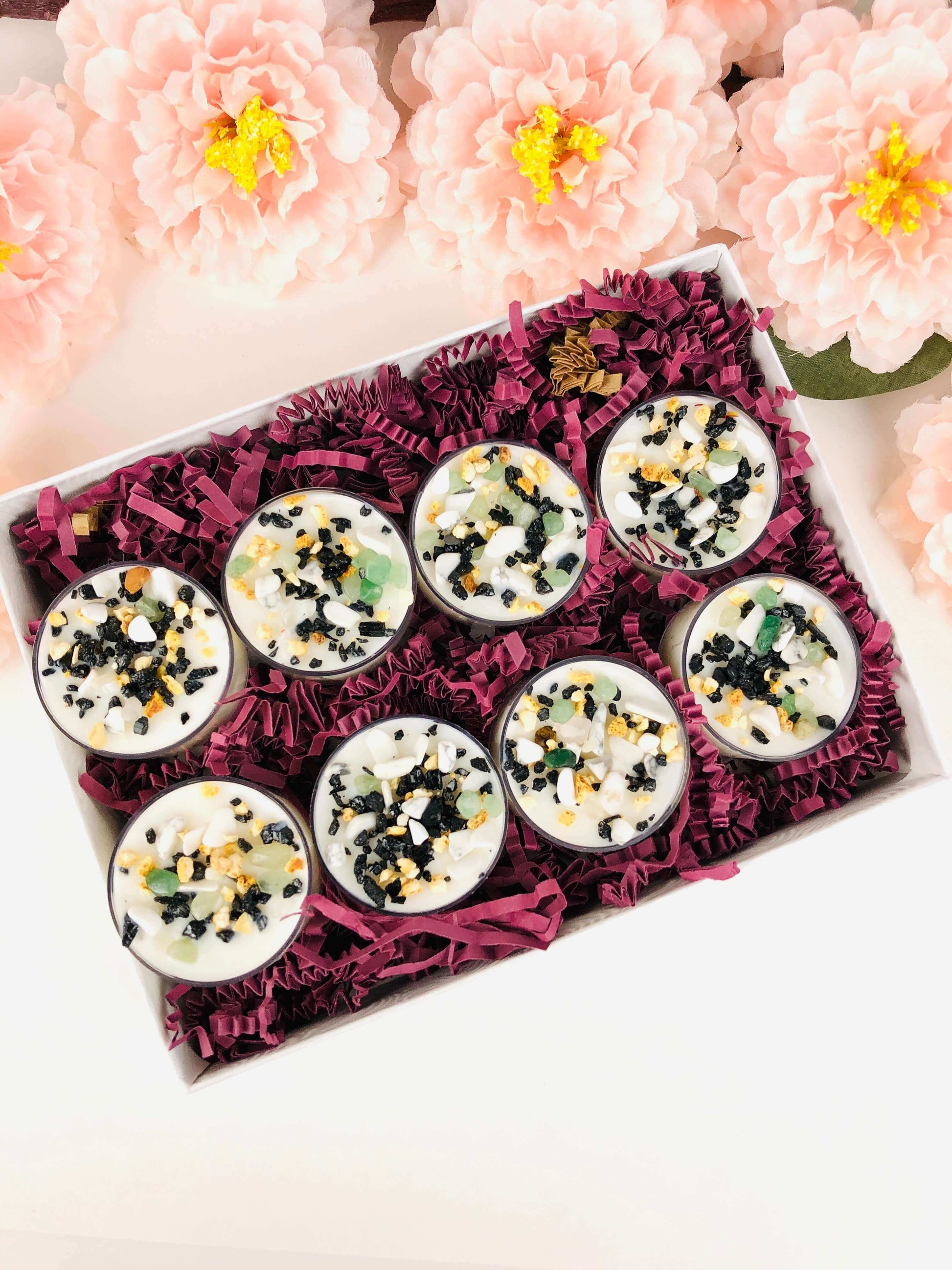 NEW - Protection crystal tealight candles pack