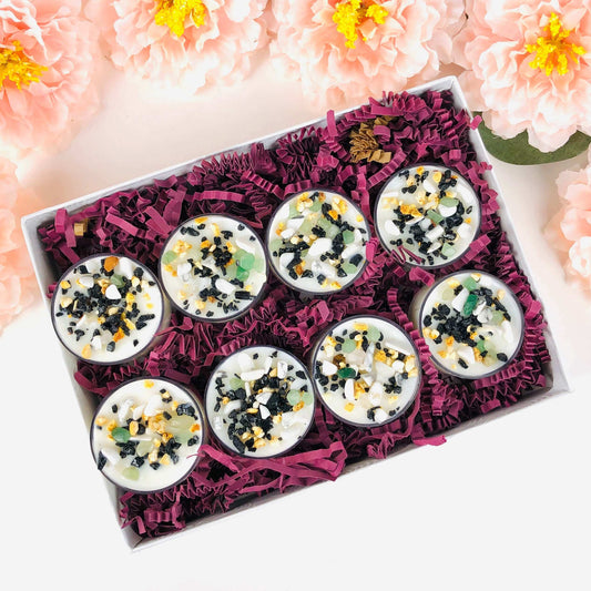 NEW - Protection crystal tealight candles pack