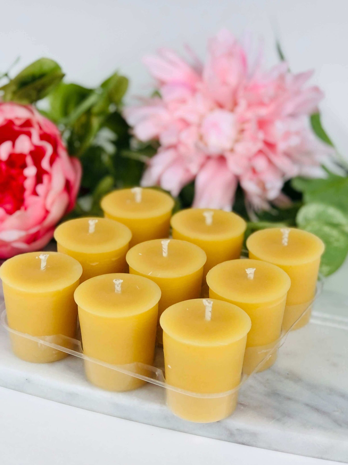 Set of 9 beeswax votive candles