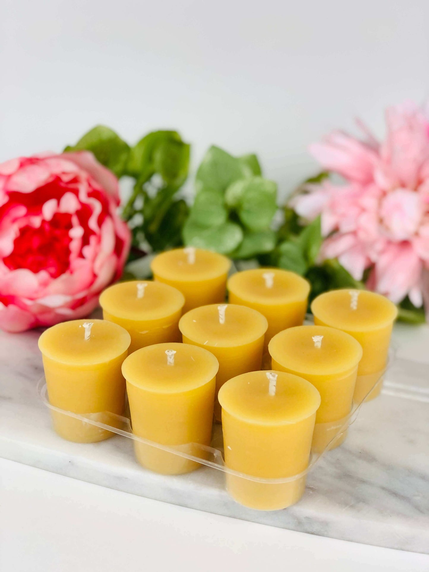 Set of 9 beeswax votive candles