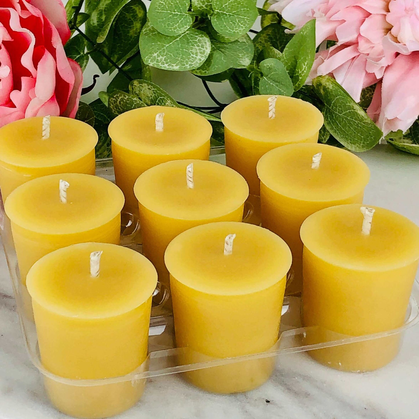 Set of 9 beeswax votive candles