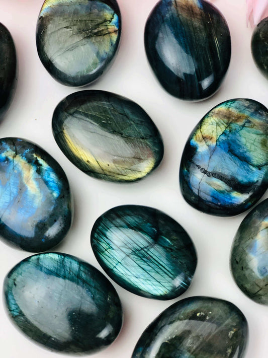 Blue Flashy Labradorite Palm Stone