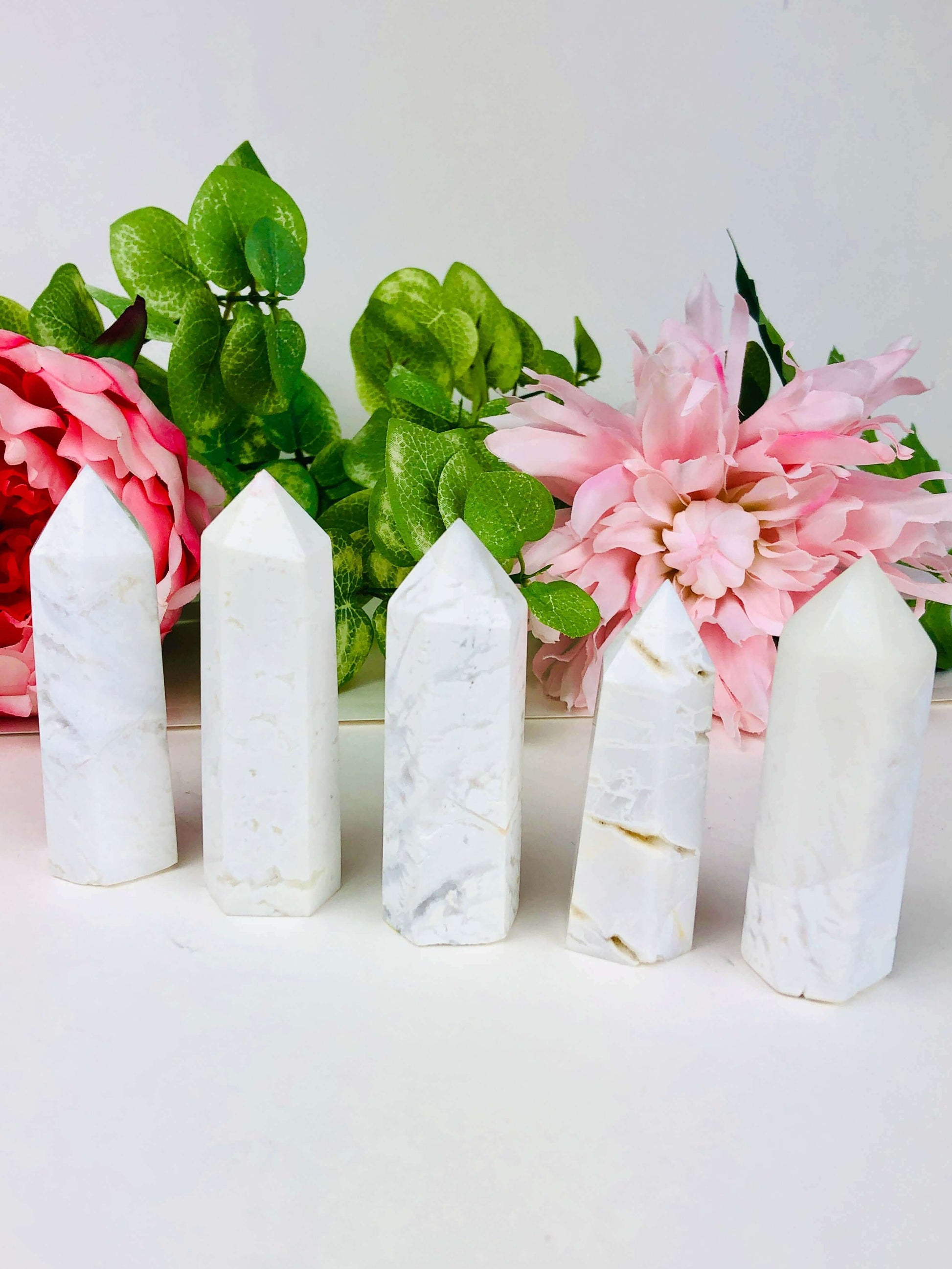 White lace agate crystal point
