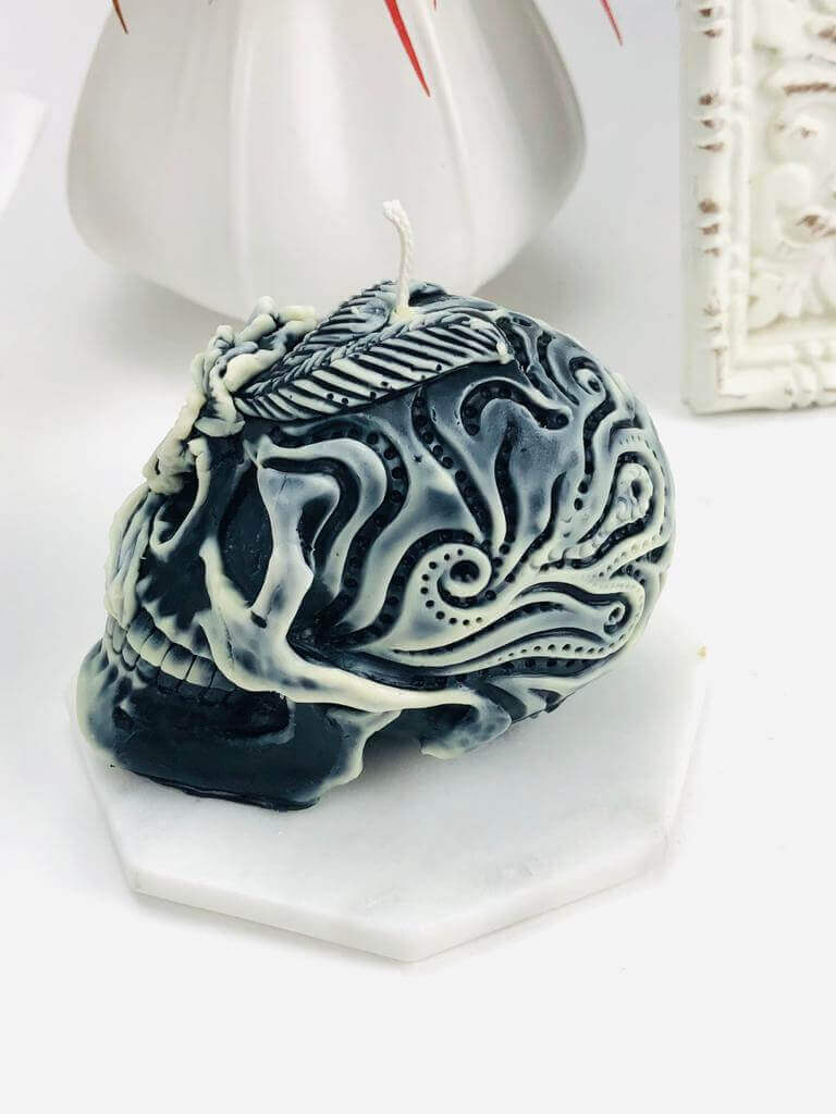 Black Skull Candle Gothic Decor