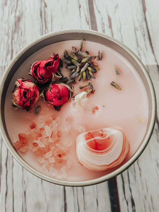 Protection of love - Apricot Agate infused candle