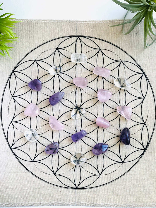 Crystal Grid Kit With Crystals - Flower Of Life