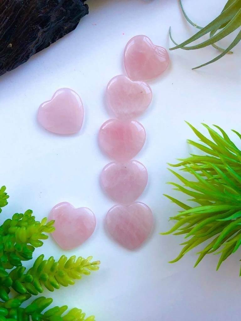 Rose Quartz heart shaped crystals - 35 mm