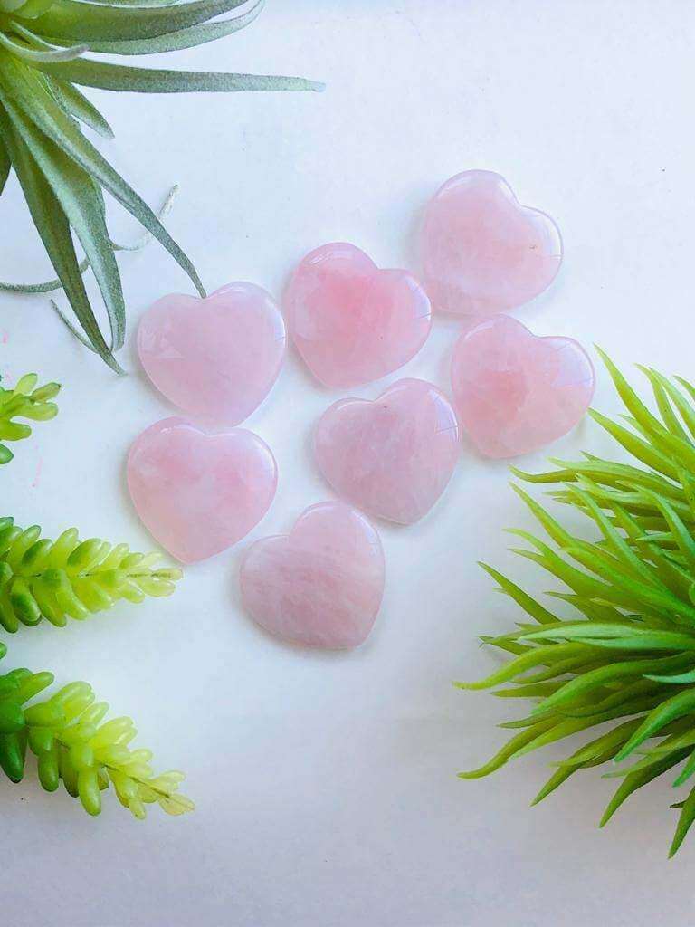 Rose Quartz heart shaped crystals - 35 mm